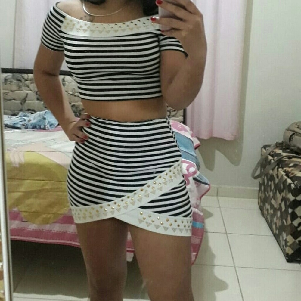 Two piece set crop top and skirt